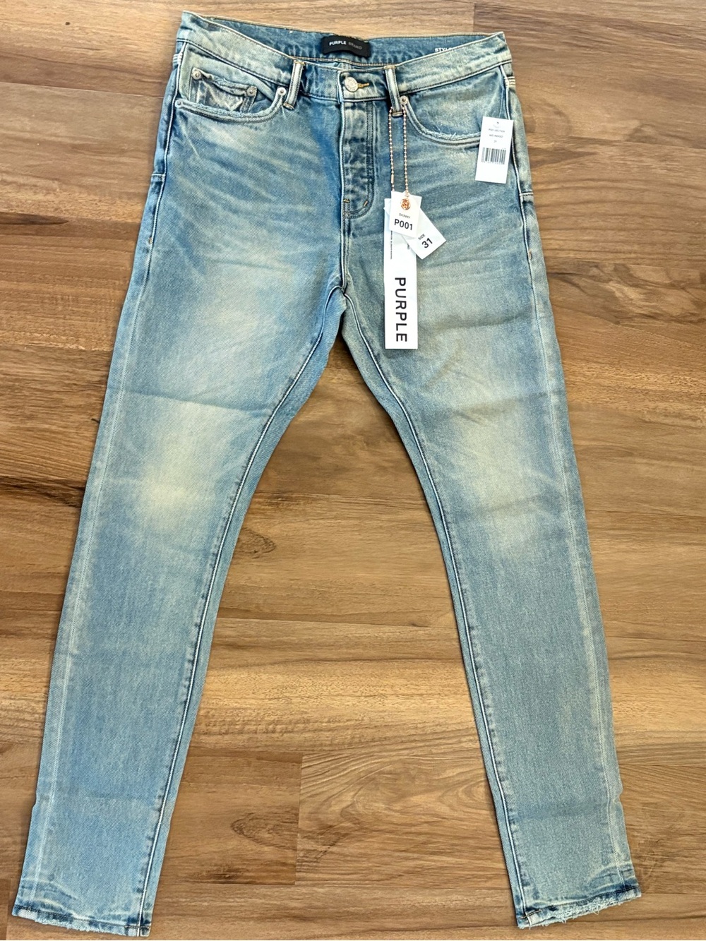 Purple Brand Slim Skinny Jeans — Light Blue Washed Denim